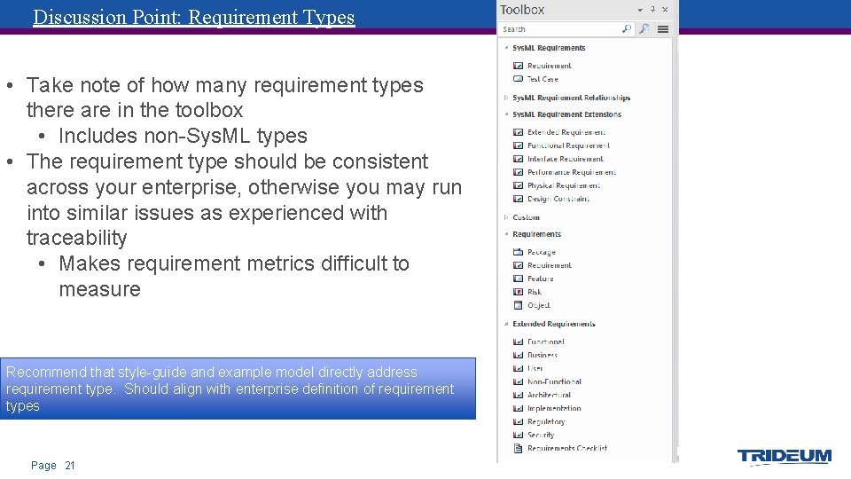 Discussion Point: Requirement Types • Take note of how many requirement types there are