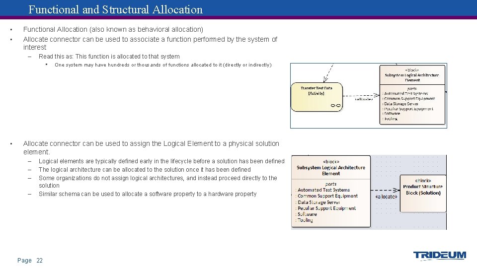 Functional and Structural Allocation • • Functional Allocation (also known as behavioral allocation) Allocate