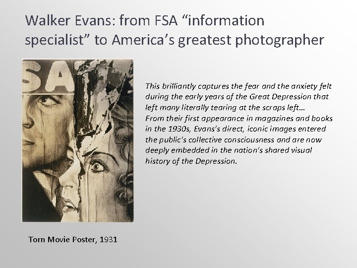 Walker Evans: from FSA “information specialist” to America’s greatest photographer This brilliantly captures the