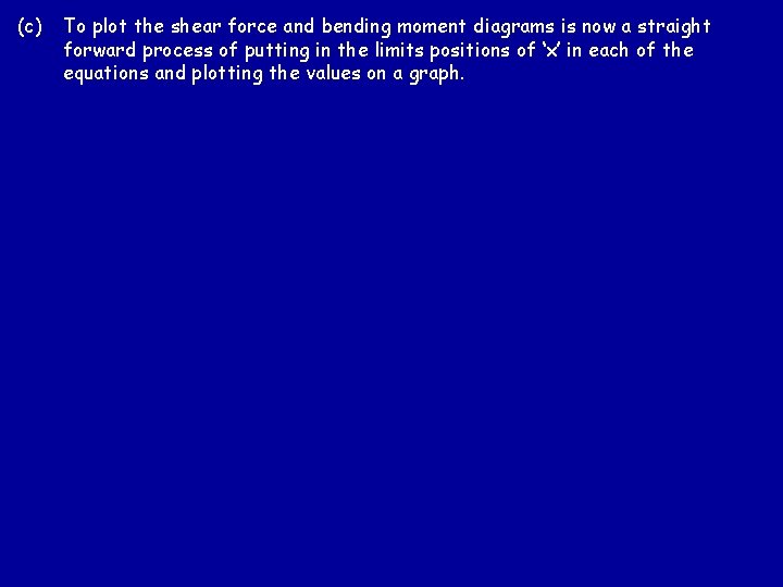 (c) To plot the shear force and bending moment diagrams is now a straight