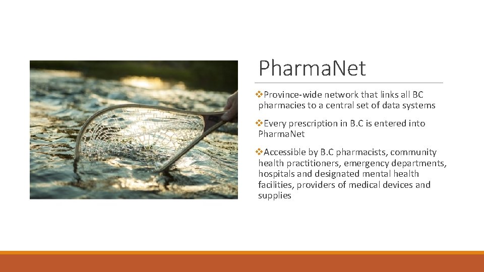 Pharma. Net v. Province-wide network that links all BC pharmacies to a central set