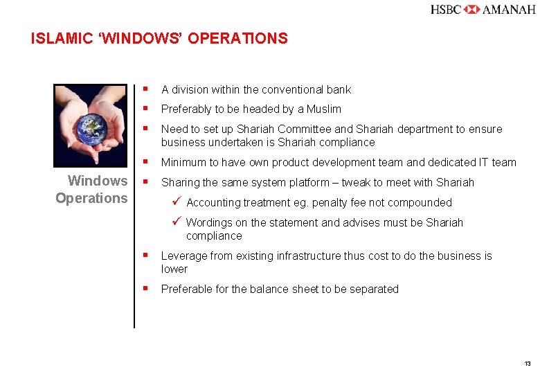 ISLAMIC ‘WINDOWS’ OPERATIONS § § Windows § Operations A division within the conventional bank