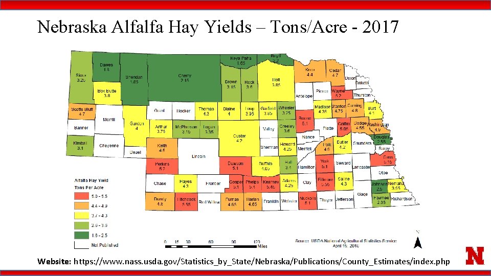 Nebraska Alfalfa Hay Yields – Tons/Acre - 2017 Website: https: //www. nass. usda. gov/Statistics_by_State/Nebraska/Publications/County_Estimates/index.