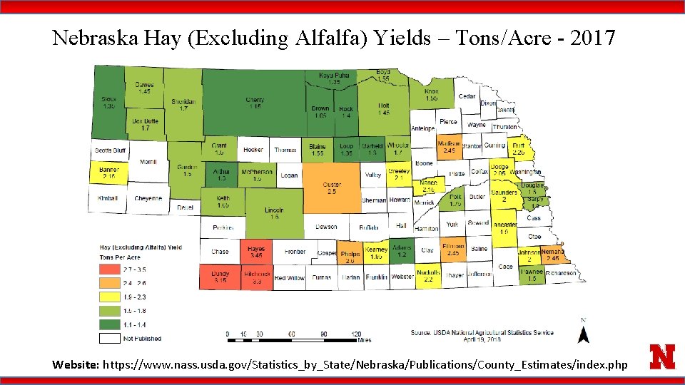 Nebraska Hay (Excluding Alfalfa) Yields – Tons/Acre - 2017 Website: https: //www. nass. usda.