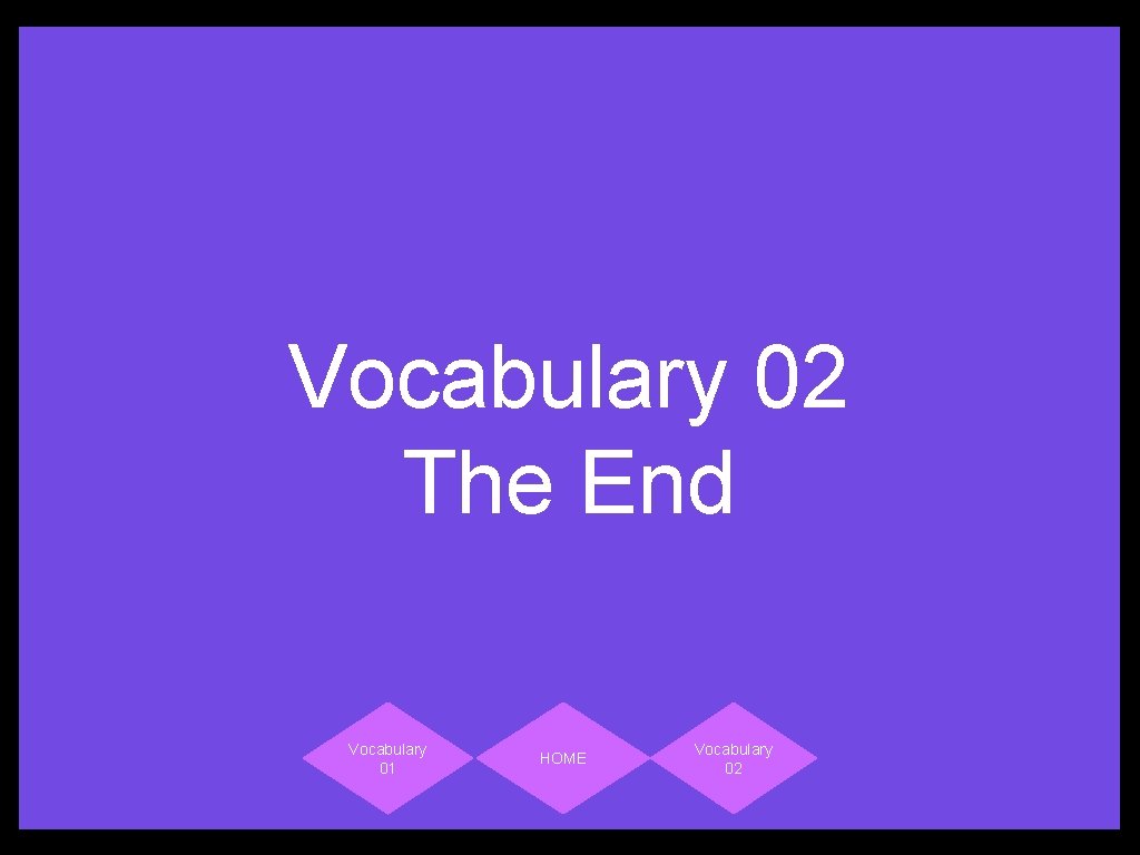 Vocabulary 02 The End Vocabulary 01 HOME Vocabulary 02 