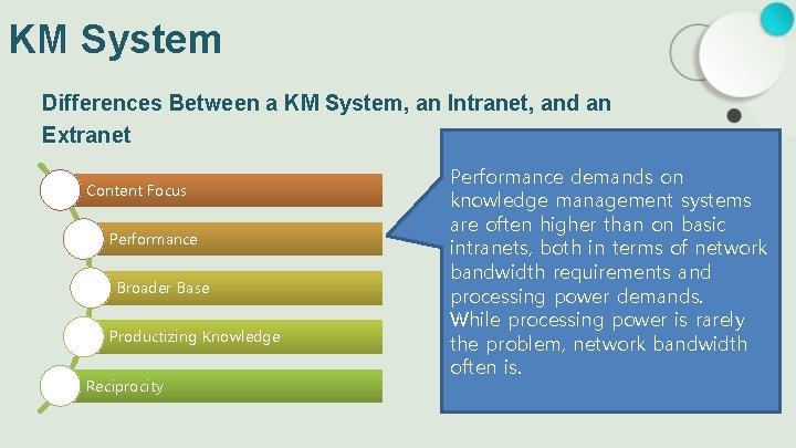 KM System Differences Between a KM System, an Intranet, and an Extranet Content Focus