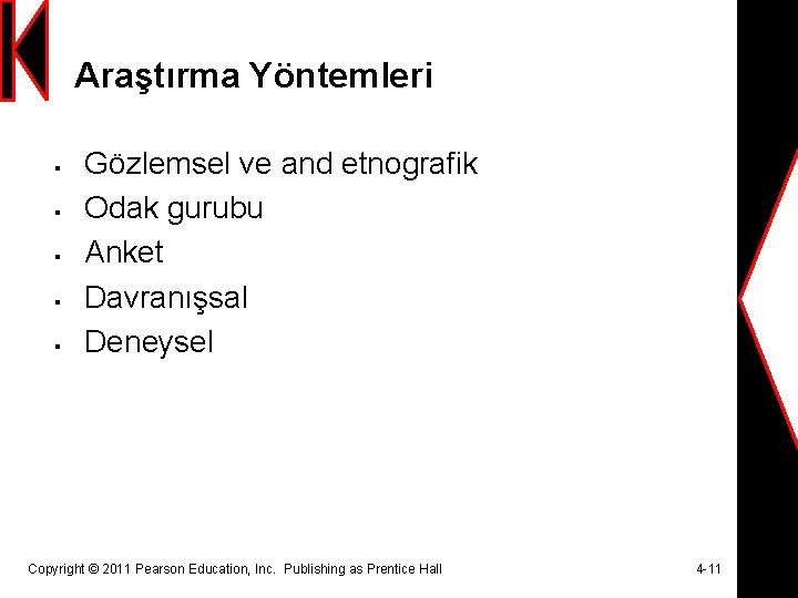 Araştırma Yöntemleri § § § Gözlemsel ve and etnografik Odak gurubu Anket Davranışsal Deneysel