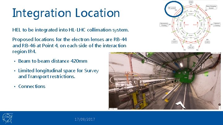 Integration Location HEL to be integrated into HL-LHC collimation system. Proposed locations for the