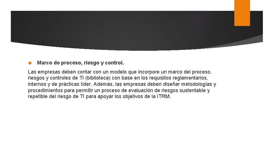  Marco de proceso, riesgo y control. Las empresas deben contar con un modelo