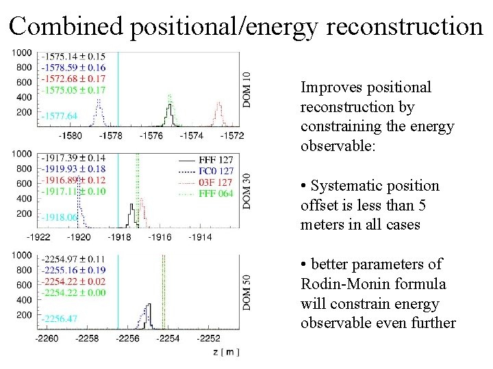 Combined positional/energy reconstruction Improves positional reconstruction by constraining the energy observable: • Systematic position