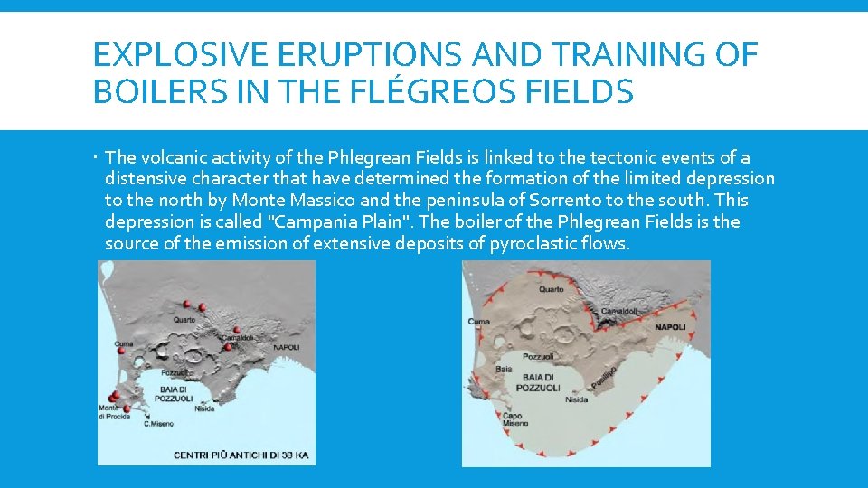 EXPLOSIVE ERUPTIONS AND TRAINING OF BOILERS IN THE FLÉGREOS FIELDS The volcanic activity of