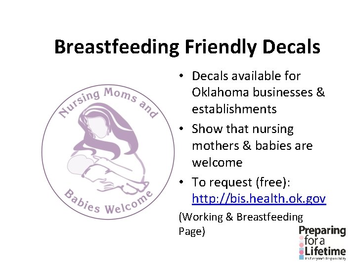 Breastfeeding Friendly Decals • Decals available for Oklahoma businesses & establishments • Show that Breastfeeding Friendly Decals • Decals available for Oklahoma businesses & establishments • Show that