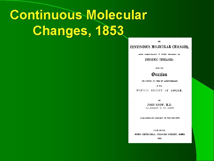 Continuous Molecular Changes, 1853 