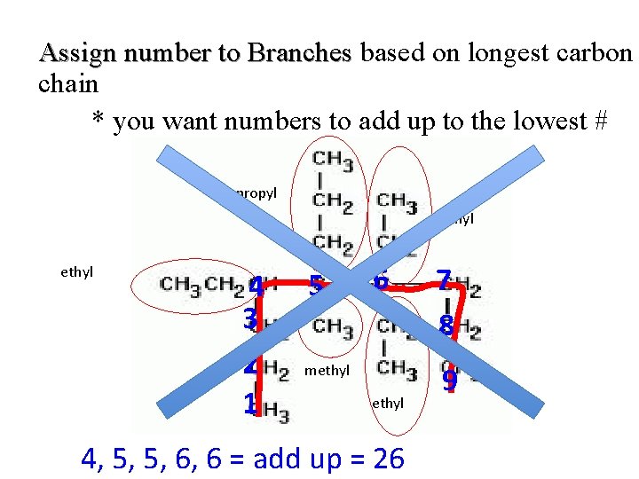 Assign number to Branches based on longest carbon chain * you want numbers to