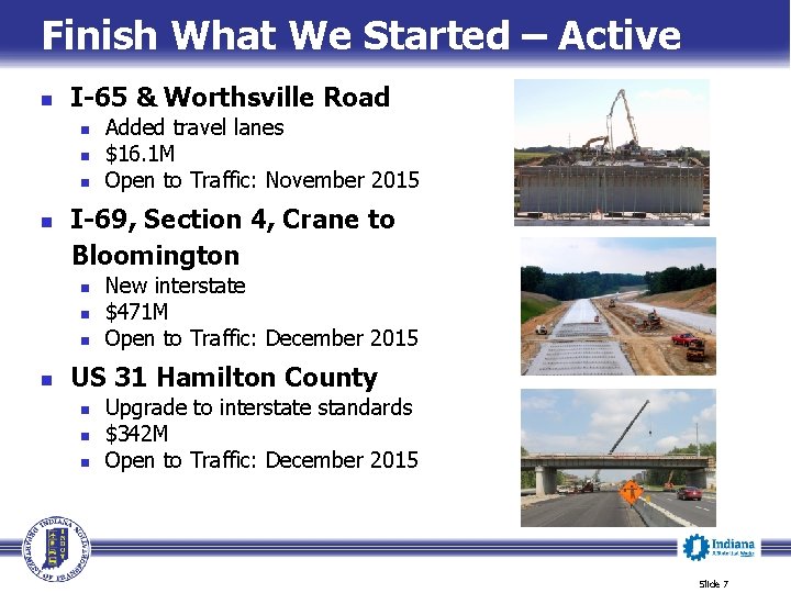 Finish What We Started – Active n I-65 & Worthsville Road n n I-69,