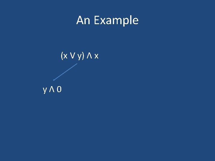 An Example (x V y) Λ x yΛ 0 