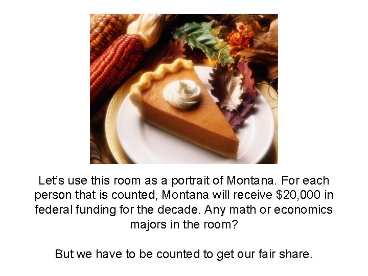 Let’s use this room as a portrait of Montana. For each person that is