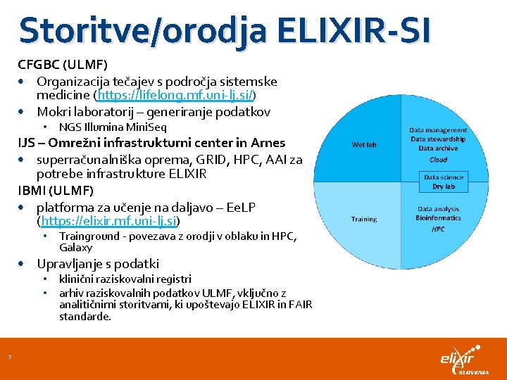 Storitve/orodja ELIXIR-SI CFGBC (ULMF) • Organizacija tečajev s področja sistemske medicine (https: //lifelong. mf.