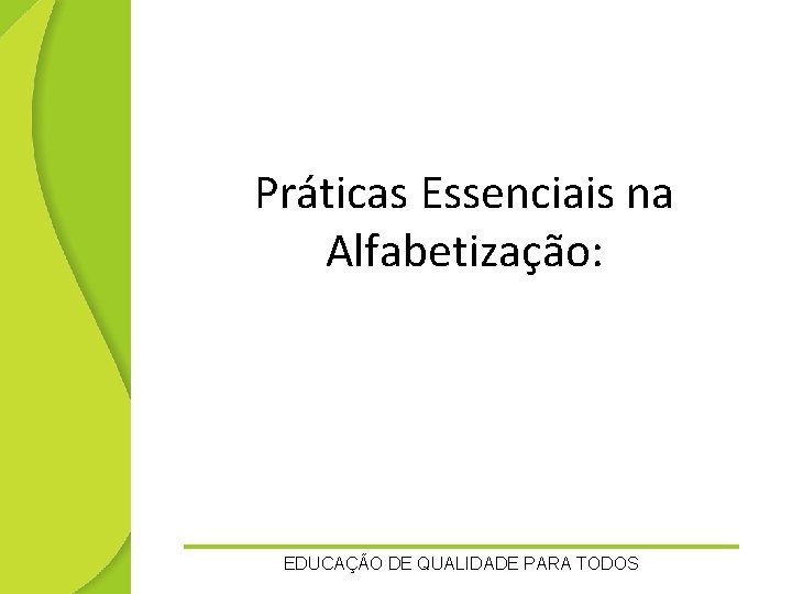 Práticas Essenciais na Alfabetização: EDUCAÇÃO DE QUALIDADE PARA TODOS 