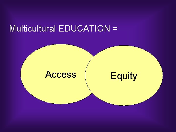 Multicultural EDUCATION = Access Equity 