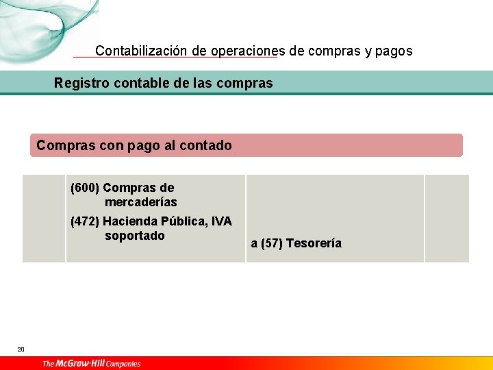Contabilización de operaciones de compras y pagos Registro contable de las compras Compras con