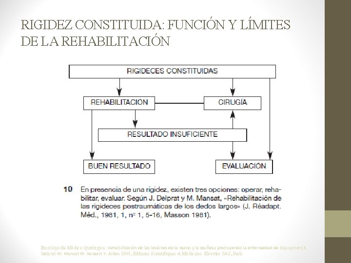 RIGIDEZ CONSTITUIDA: FUNCIÓN Y LÍMITES DE LA REHABILITACIÓN Enciclopedia Médico-Quirúrgica: Rehabilitación de las lesiones