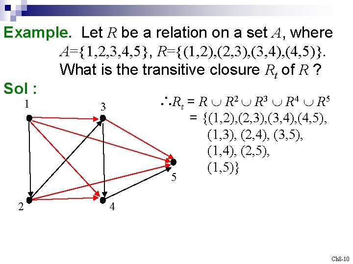 Example. Let R be a relation on a set A, where A={1, 2, 3,