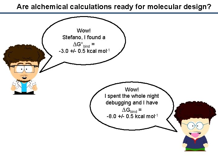 Are alchemical calculations ready for molecular design? Wow! Stefano, I found a DG°bind =