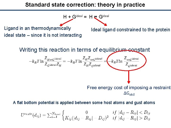 Standard state correction: theory in practice H + Gideal = H ∞ Gideal Ligand