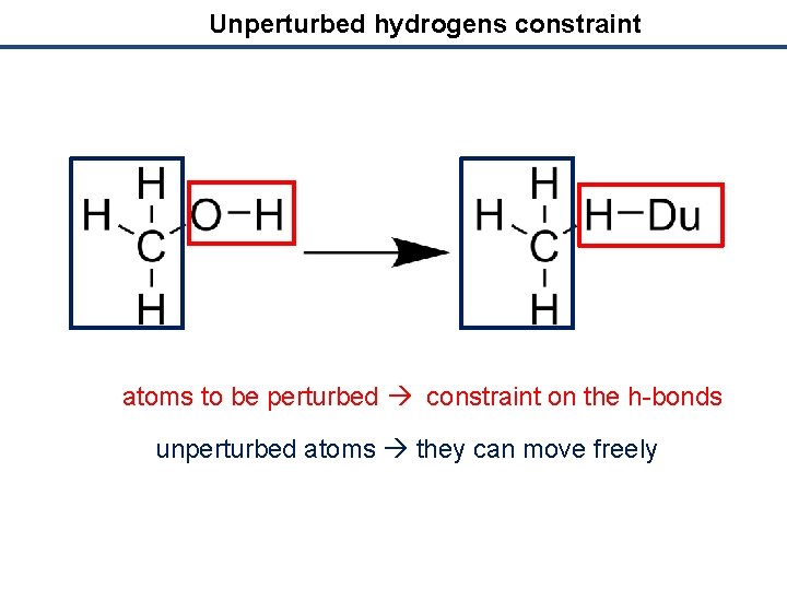 Unperturbed hydrogens constraint atoms to be perturbed constraint on the h-bonds unperturbed atoms they