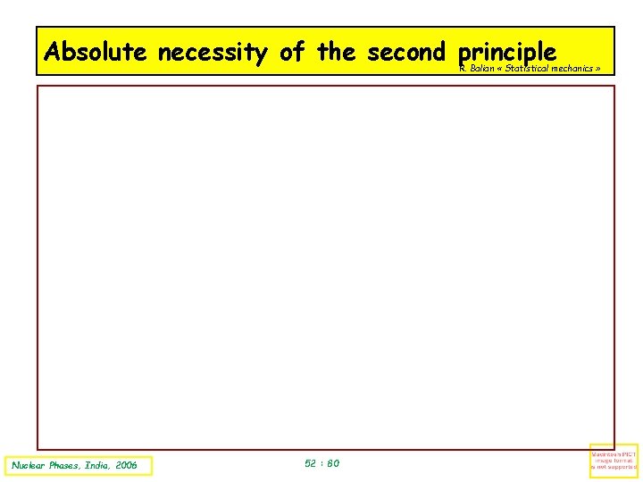 Absolute necessity of the second principle R. Balian « Statistical mechanics » Nuclear Phases,