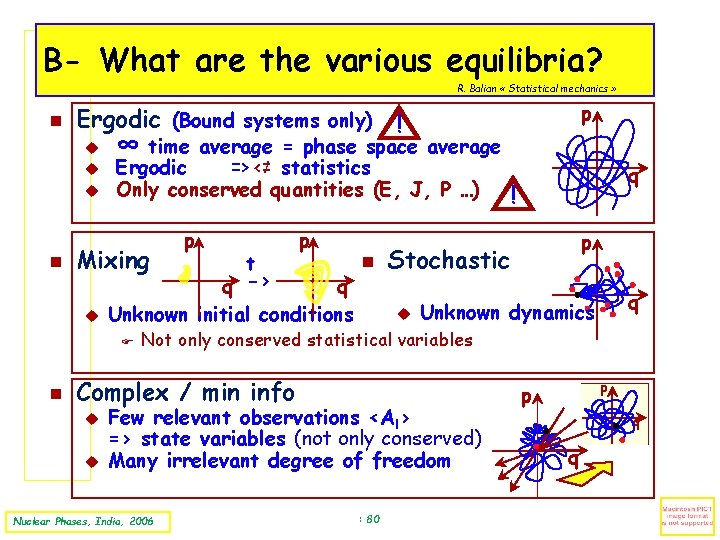 B- What are the various equilibria? R. Balian « Statistical mechanics » ∞ time