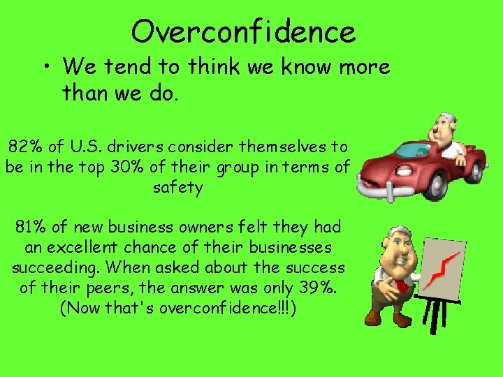Overconfidence • We tend to think we know more than we do. 82% of
