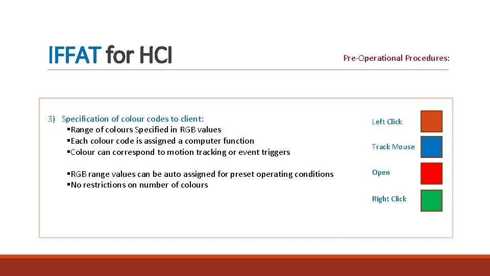 IFFAT for HCI 3) Specification of colour codes to client: §Range of colours Specified