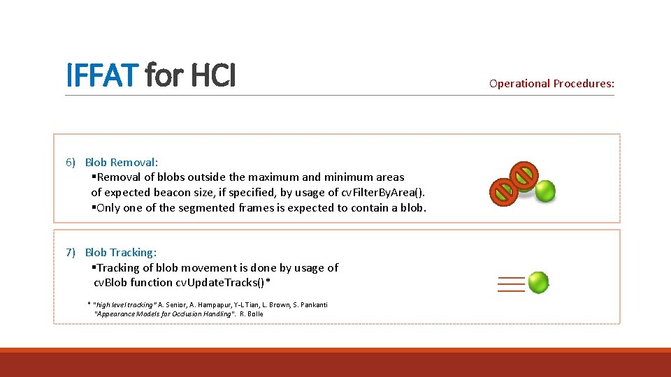 IFFAT for HCI 6) Blob Removal: §Removal of blobs outside the maximum and minimum