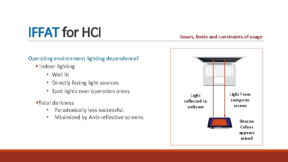 IFFAT for HCI Operating environment lighting dependence? § Indoor lighting • Well lit •