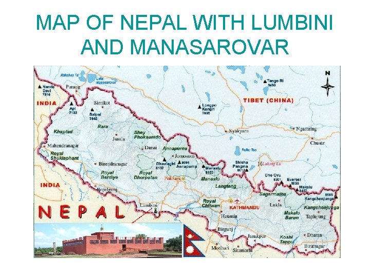 MAP OF NEPAL WITH LUMBINI AND MANASAROVAR 
