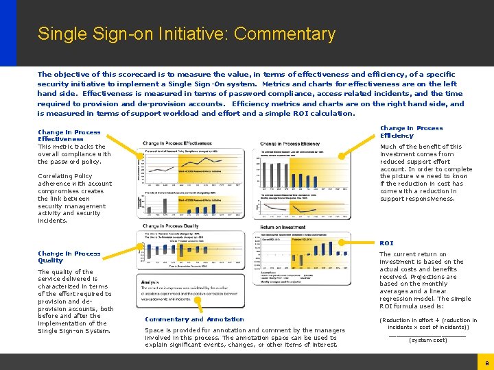 Single Sign-on Initiative: Commentary The objective of this scorecard is to measure the value,
