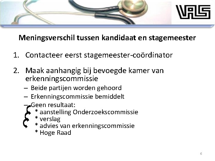 Meningsverschil tussen kandidaat en stagemeester 1. Contacteer eerst stagemeester-coördinator 2. Maak aanhangig bij bevoegde