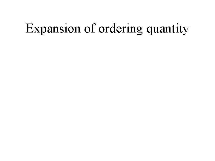 Expansion of ordering quantity 