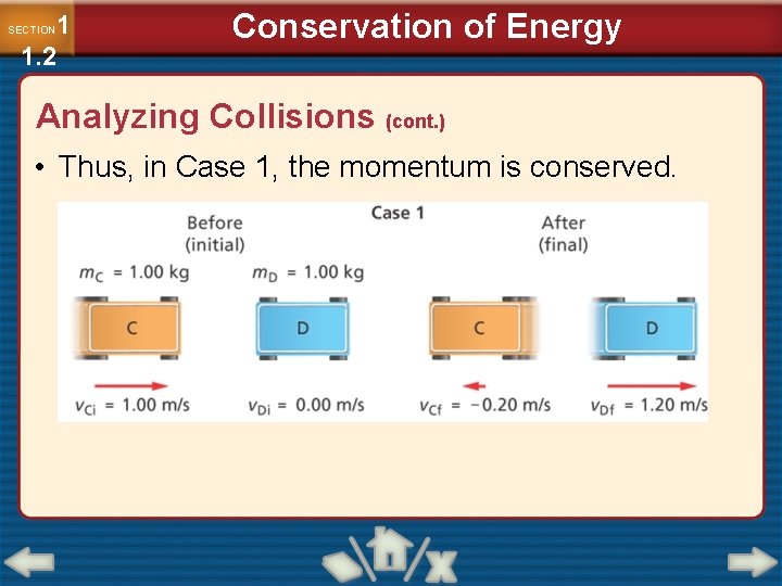 1 1. 2 SECTION Conservation of Energy Analyzing Collisions (cont. ) • Thus, in