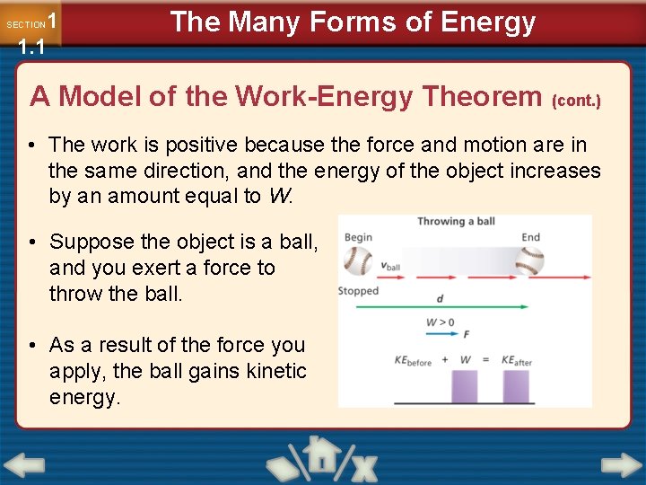 1 1. 1 SECTION The Many Forms of Energy A Model of the Work-Energy