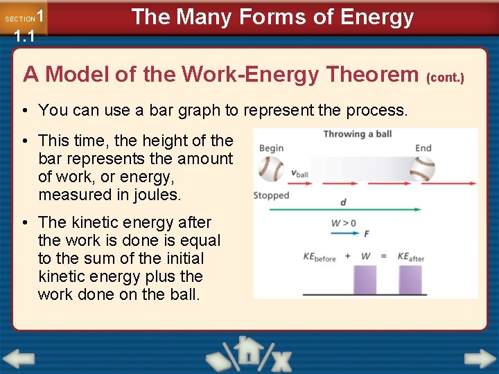 1 1. 1 SECTION The Many Forms of Energy A Model of the Work-Energy