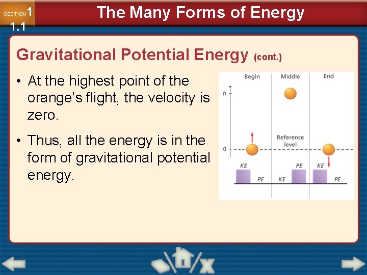 1 1. 1 SECTION The Many Forms of Energy Gravitational Potential Energy (cont. )