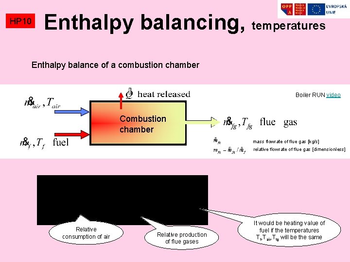 HP 10 Enthalpy balancing, temperatures Enthalpy balance of a combustion chamber Boiler RUN video