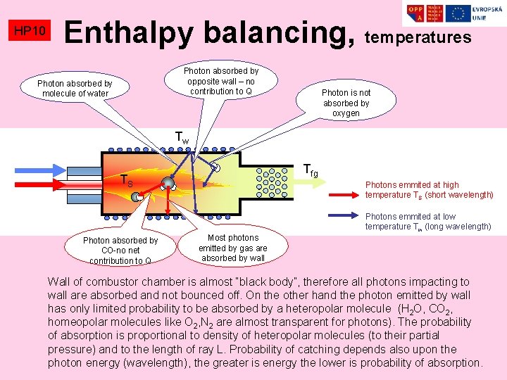 HP 10 Enthalpy balancing, temperatures Photon absorbed by opposite wall – no contribution to