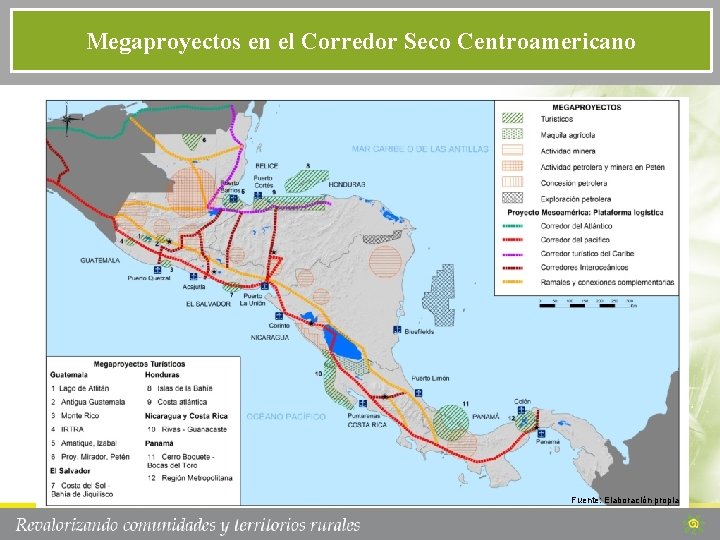 Megaproyectos en el Corredor Seco Centroamericano Fuente: Elaboración propia 