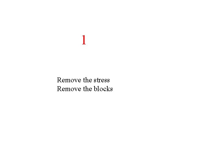 1 Remove the stress Remove the blocks 