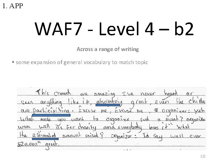 1. APP WAF 7 - Level 4 – b 2 Across a range of