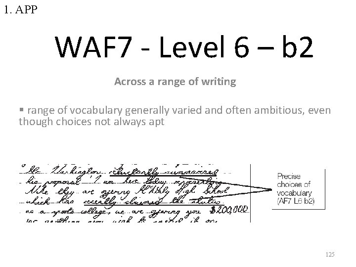 1. APP WAF 7 - Level 6 – b 2 Across a range of